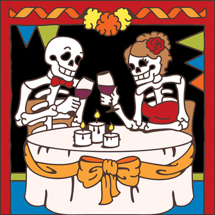 Day of the Dead Dining Tile | Dia de los Muertos Art | Hand Glazed Tile Trivet | Southwestern Wall Decor | Love Gift