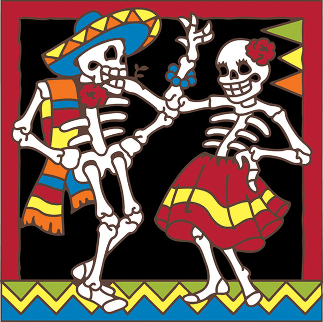 Day of the Dead Dancers Tile | Dia de los Muertos Art | Hand Glazed Tile Trivet | Southwestern Wall Decor | Love Gift