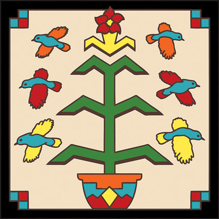 Southwest Tree of Life | Cactus and birds art | Colorful Southwest Arizona ceramic tile art gift