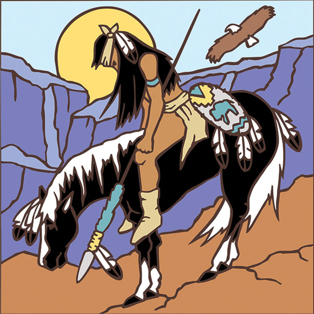 End of the Trail | Native American Art - Southwestern Horse Art - Arizona desert ceramic tile art gift