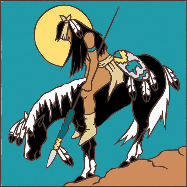 End of the Trail | Native American Art - Southwestern Horse Art - Arizona desert ceramic tile art gift