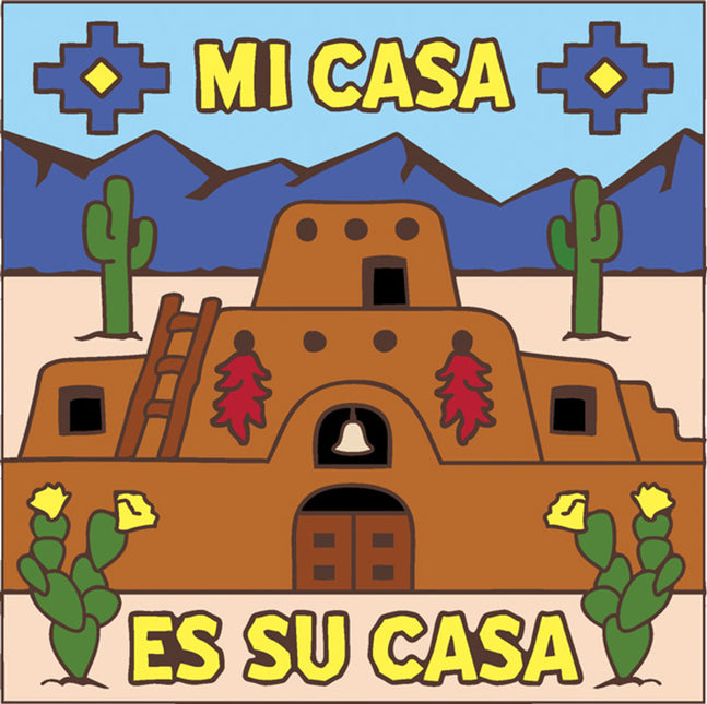 "Mi casa es su casa" with Cactus |  Ceramic Tile Welcome Plaque | Unique Housewarming Gift