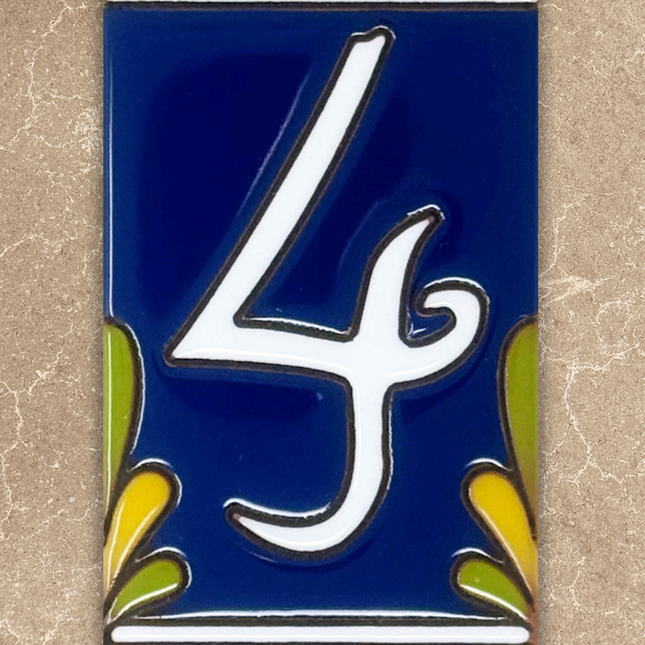 Cobalt Blue Talavera Tile House Numbers (TC)