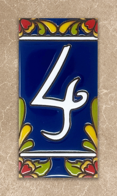 Cobalt Blue Talavera Tile House Numbers (TC)