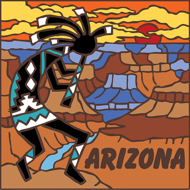 Arizona Gift | Grand Canyon Kokopelli  Ceramic Tile Trivet Art | Travel Gift | Loose Ceramic Tile with Kokopelli