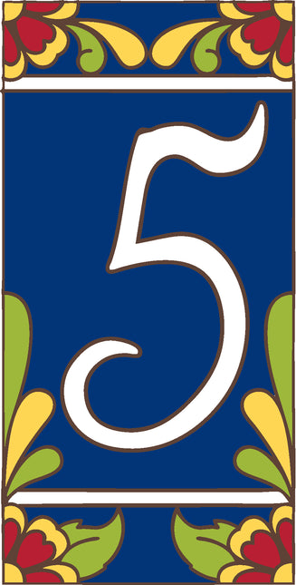 Cobalt Blue Talavera Tile House Numbers (TC)