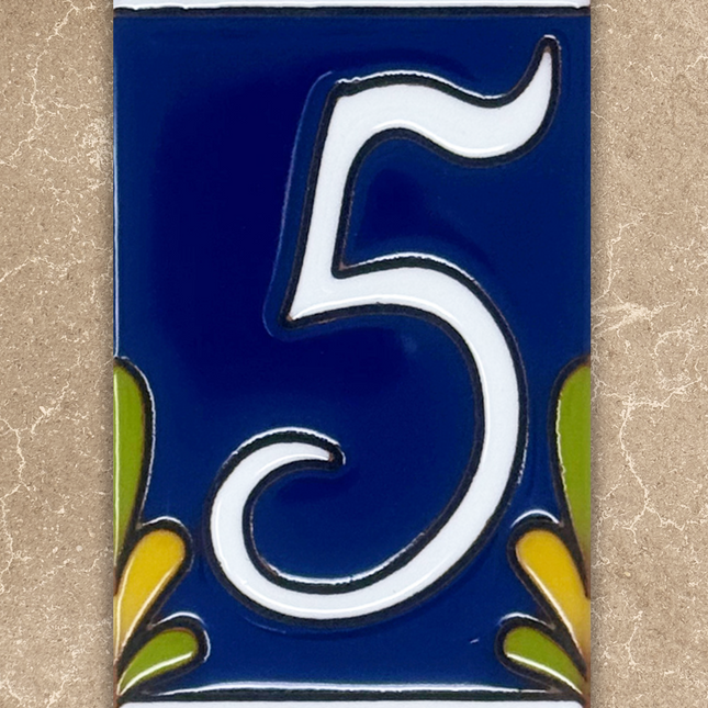 Cobalt Blue Talavera Tile House Numbers (TC)