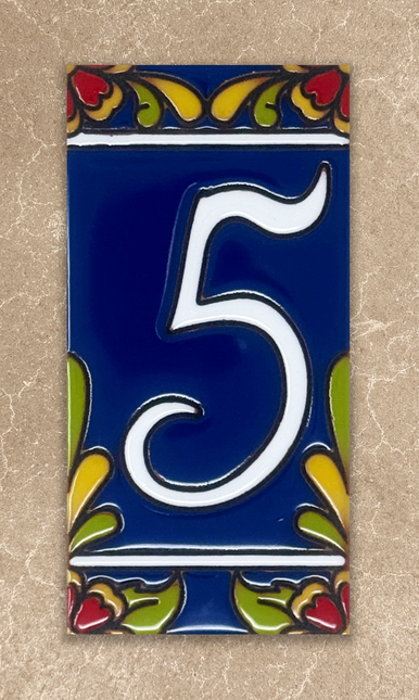 Cobalt Blue Talavera Tile House Numbers (TC)