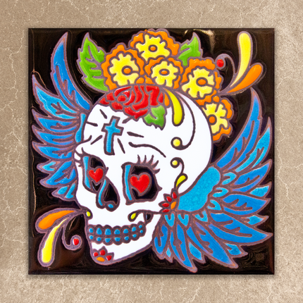 Day of the Dead Winged Skull Tile (6006)