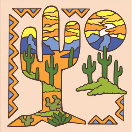 Saguaro Cactus Silhouette Ceramic Tile Trivet or Wall Art | Hand Glazed Arizona Desert Art Gift | Colorful Small Wall Decor