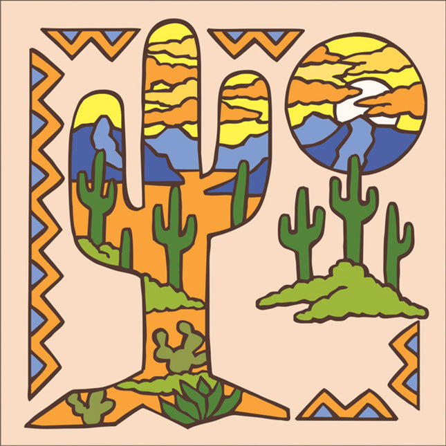 Saguaro Cactus Silhouette Ceramic Tile Trivet or Wall Art | Hand Glazed Arizona Desert Art Gift | Colorful Small Wall Decor