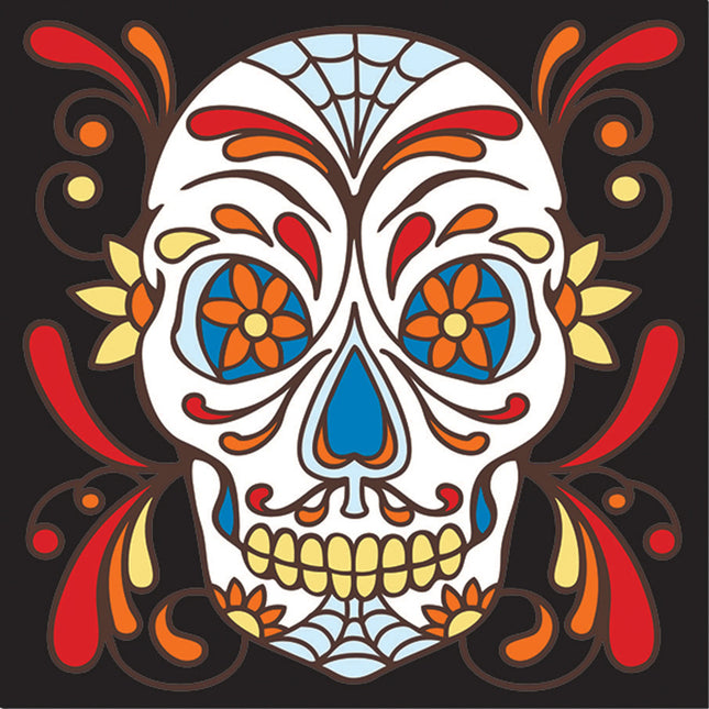 Day of the Dead Web Head Skull - Ceramic Tile Trivet Art Gift | Unique Memorial Gift |  Southwestern Decor