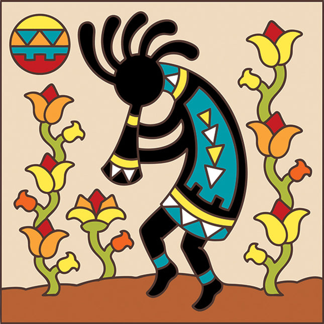 Kokopelli Flower Charmer Ceramic Tile | Kitchen Trivet | Desert Souvenir | Southwest Kitchen Gift