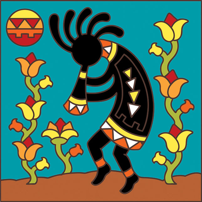 Kokopelli Flower Charmer Ceramic Tile | Kitchen Trivet | Desert Souvenir | Southwest Kitchen Gift