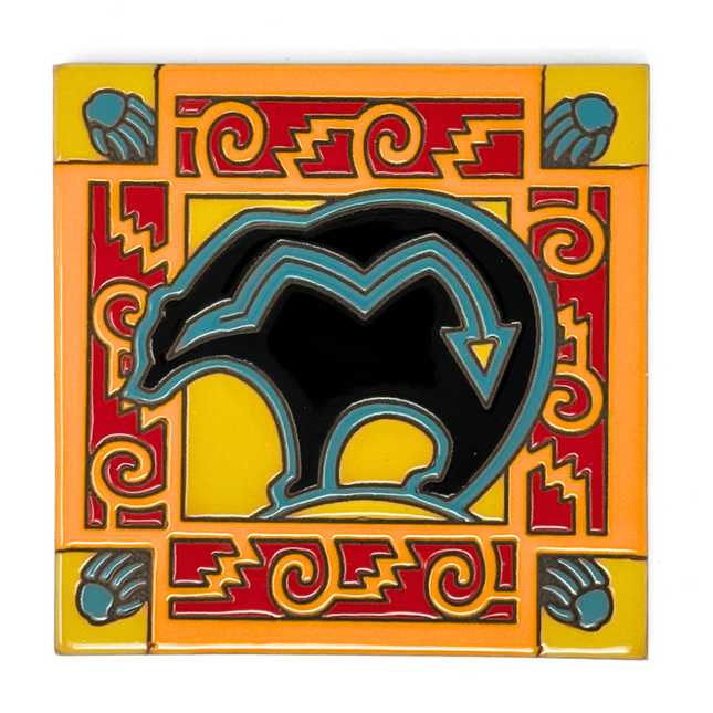 Native American Bear with Arrow Tile Ceramic Decorative Tile Art