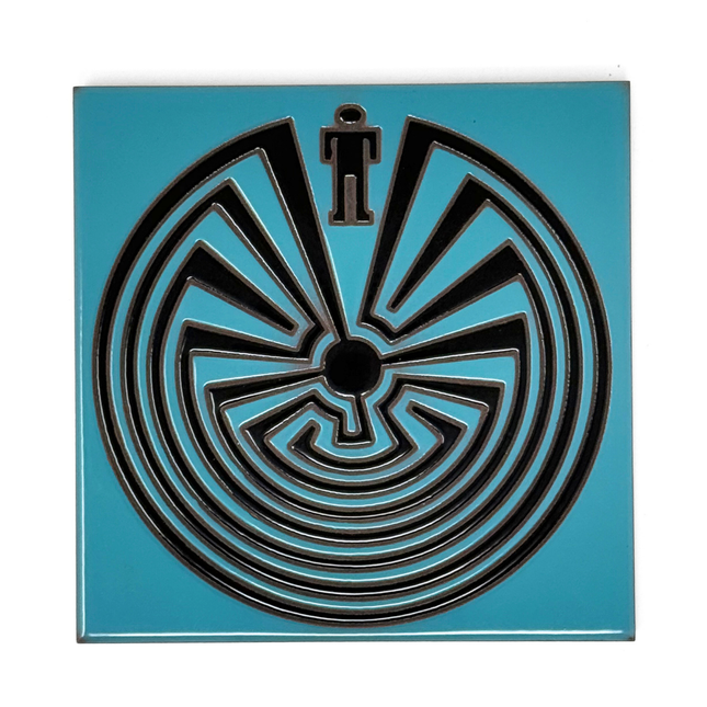 Man in the Maze Tile - Southwestern Art - Arizona desert ceramic tile art gift