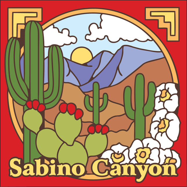 Sabino Canyon Ceramic Tile | Hand Glazed AZ Desert Art Gift | Colorful Tucson Decor