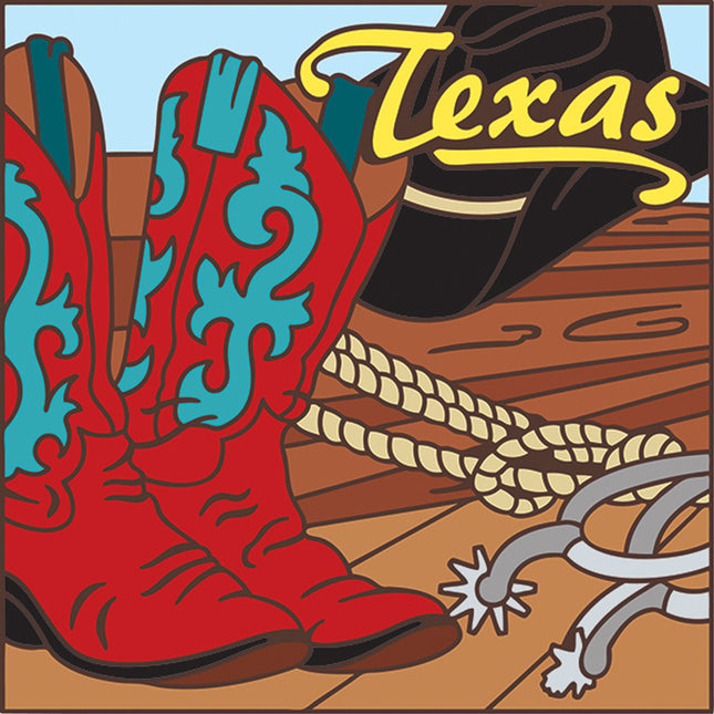 Texas Boots and Hat Ceramic Tile Trivet | Texas Souvenir | Cowboy Art Gift | Travel Gift | Loose Ceramic Tile