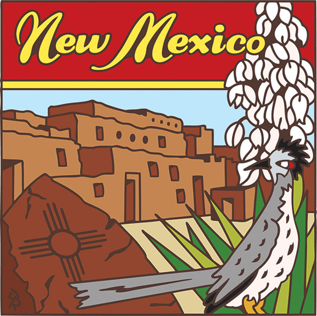 New Mexico State Symbols Tile | Perfect Southwest gift - Ceramic Tile Kitchen Trivet | NM Desert Gift | Art with Roadrunner, Zia, Yucca