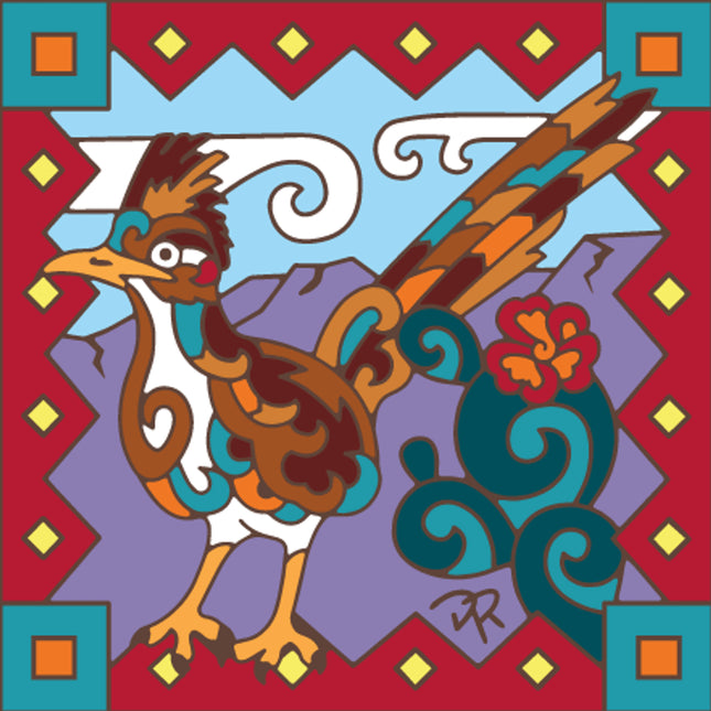 Stylized Roadrunner Tile Art Trivet | Southwest Gift | New Mexico Art