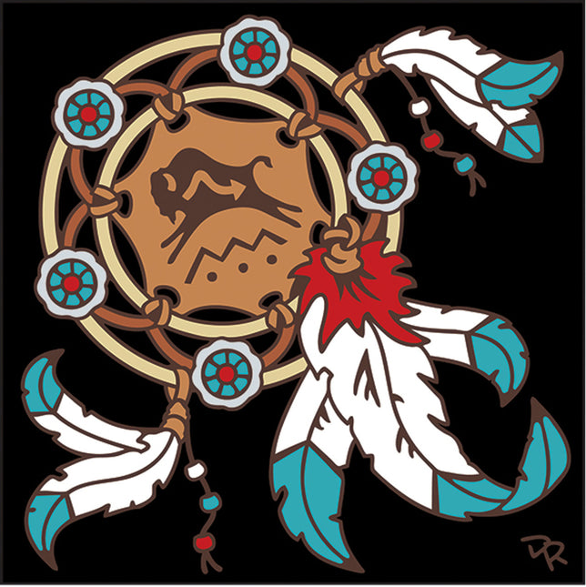 Buffalo Dreamcatcher Tile |  Ceramic Tile Kitchen Trivet | Southwest Desert Gift | Native American Art