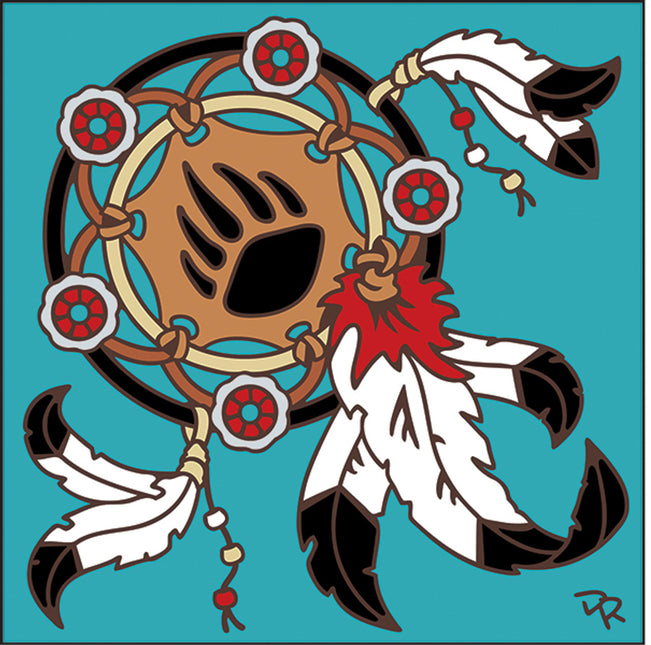 Bear Paw Dreamcatcher Tile |  Ceramic Tile Kitchen Trivet | Southwest Desert Gift | Native American Art