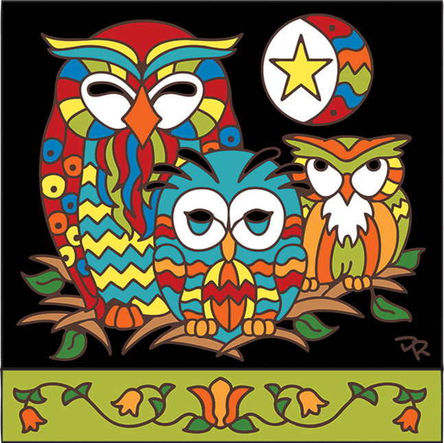 Nesting Owls Tile - Ceramic Tile Art Gift for Nature and Bird Lovers - Owl Gift