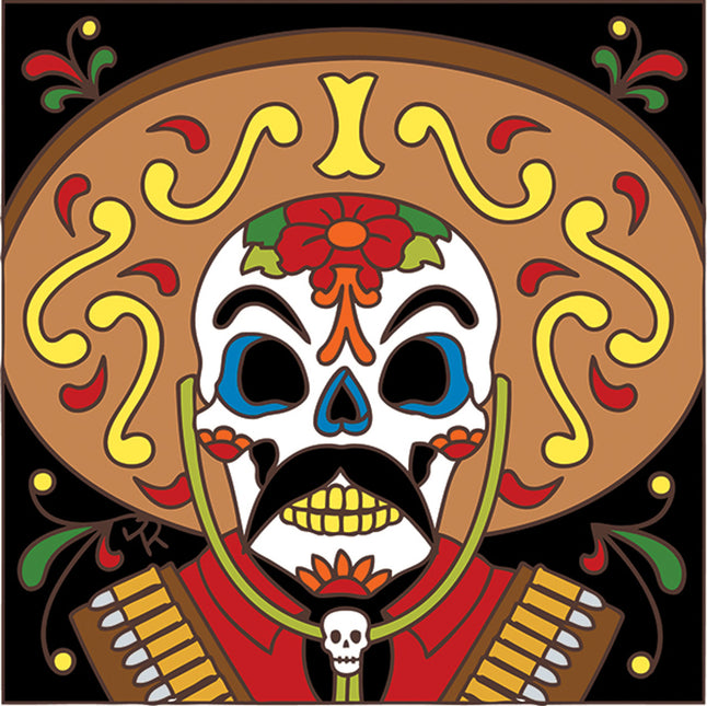 Day of the Dead Pancho Villa Tile | Dia de los muertos decor gift Day of the Dead Pancho Villa Trivet | Dia de los Muertos Art | Hand Glazed Tile | Southwestern Wall Decor |