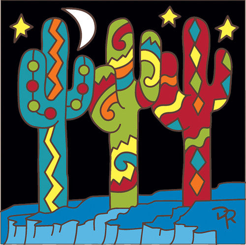 Southwest Saguaros with night sky tile