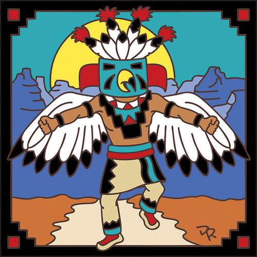 Kachina Eagle Dancer - Ceramic Tile Trivet or Wall Art - Hand Glazed Arizona Desert Art Gift