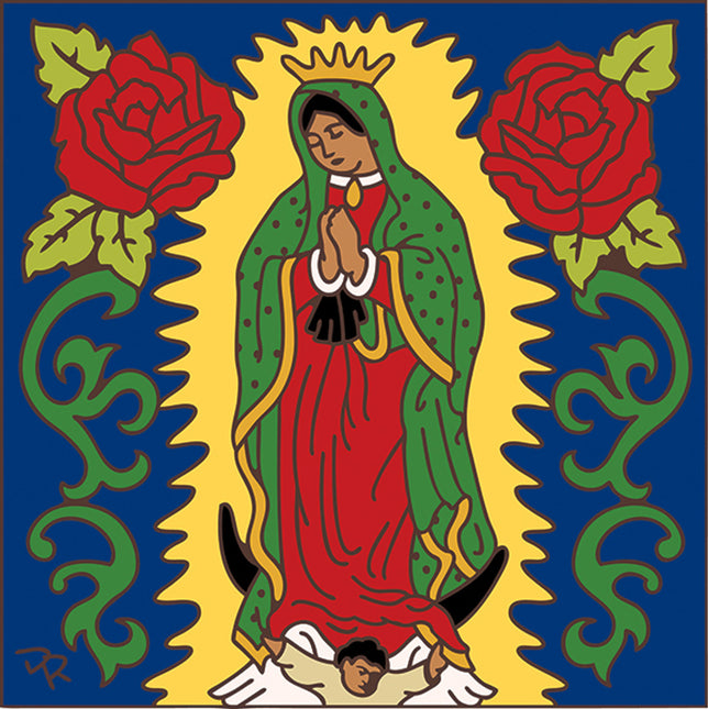 Our Lady of Guadalupe Tile | Colorful House Decor | Ceramic Tile Trivet Art Gift - Southwestern Plaque