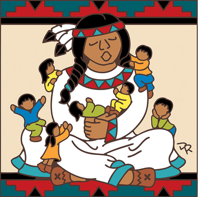 Storyteller - Ceramic Tile Trivet or Wall Art - Hand Glazed Arizona Desert Art Gift