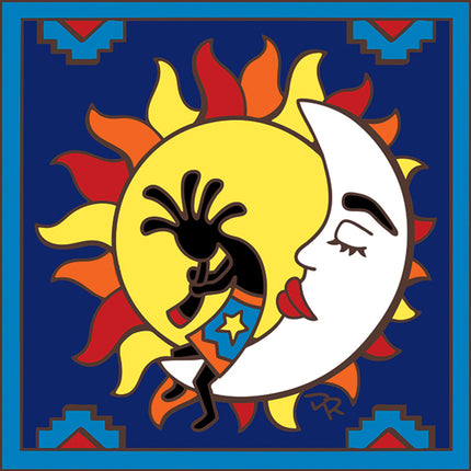 Kokopelli Sun and Moon Ceramic Tile | Kitchen Trivet | Desert Souvenir | Southwest Kitchen Gift