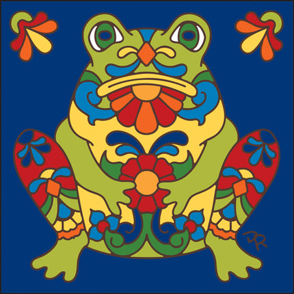 Talavera Frog - Southwest Ceramic Tile Art Sign - Hand glazed tile kitchen trivet