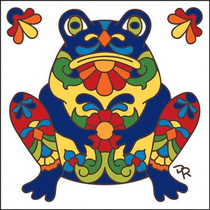 Talavera Frog - Southwest Ceramic Tile Art Sign - Hand glazed tile kitchen trivet