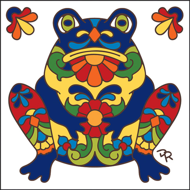 Talavera Frog - Southwest Ceramic Tile Art Sign - Hand glazed tile kitchen trivet