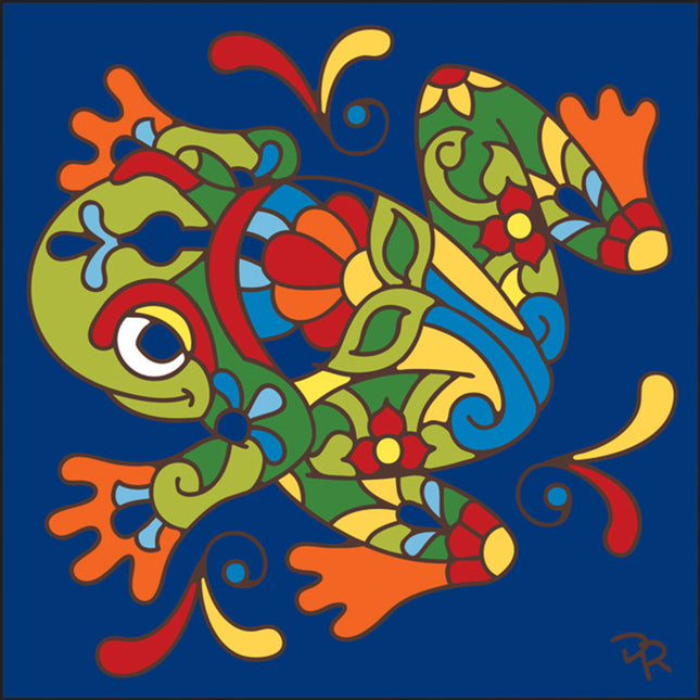 Talavera Jumping Frog - Southwest Ceramic Tile Art Sign - Hand glazed tile kitchen trivet