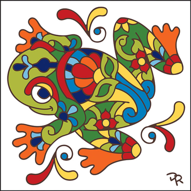 Talavera Jumping Frog - Southwest Ceramic Tile Art Sign - Hand glazed tile kitchen trivet