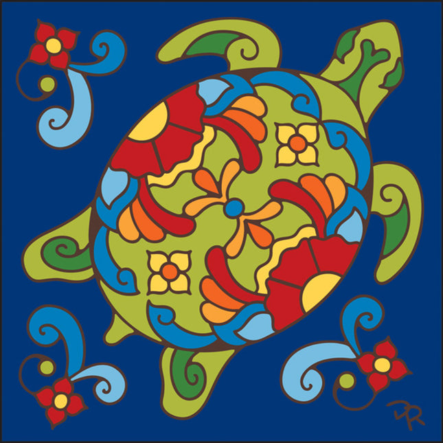 Talavera Turtle - Southwest Ceramic Tile Art Sign - Hand glazed tile kitchen trivet | Desert Tortoise Art