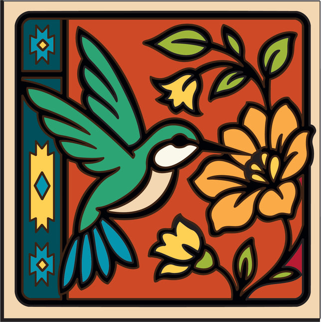 hummingbird and flower tile