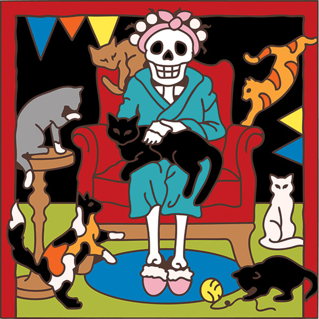 Cat Lady ceramic tile kitchen trivet for cat lovers
