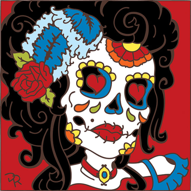 Day of the Dead Saloon Gal Tile | Dia de los Muertos Art | Hand Glazed Tile Trivet | Southwestern Wall Decor 