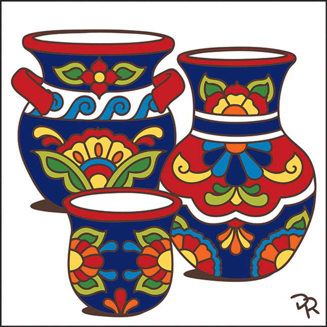 Talavera Pots - Southwest Ceramic Tile Art Sign - Hand glazed tile kitchen trivet