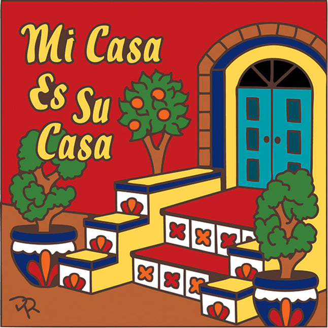  "Mi casa es su casa" Talavera stairs Welcome sign - Southwestern Ceramic Tile Welcome Plaque