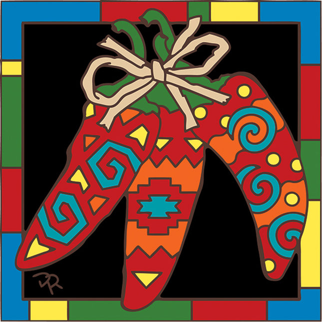 Southwest Chili Peppers | Southwest Arizona ceramic tile art trivet | Kitchen gift for chili lovers