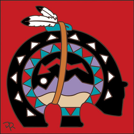 Tile Moon Bear Fetish Tile | Native American Bear Southwestern Art - Arizona desert ceramic tile art gift | Kitchen trivet