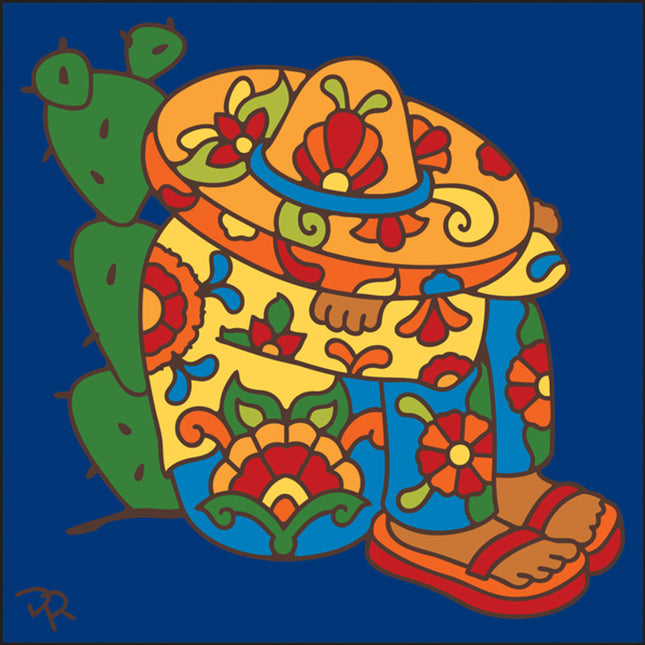 Talavera Siesta - Southwest Ceramic Tile Art Sign - Hand glazed tile kitchen trivet | Desert Art