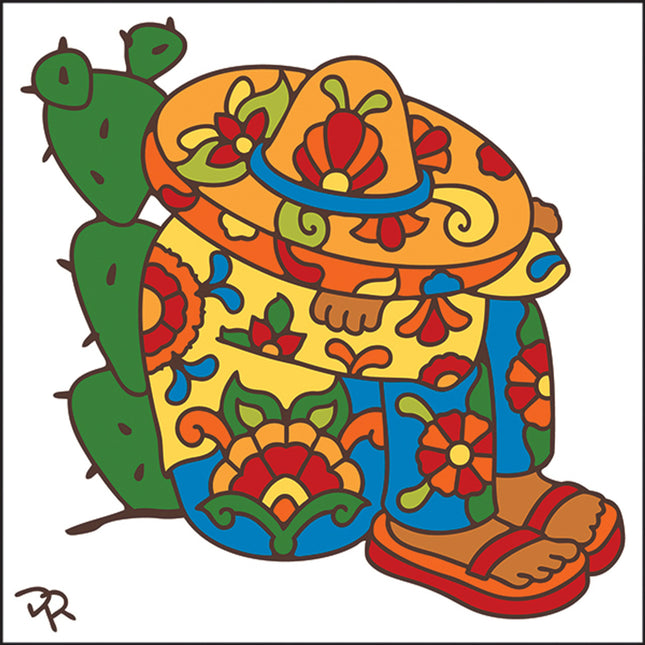 Talavera Siesta - Southwest Ceramic Tile Art Sign - Hand glazed tile kitchen trivet | Desert Art