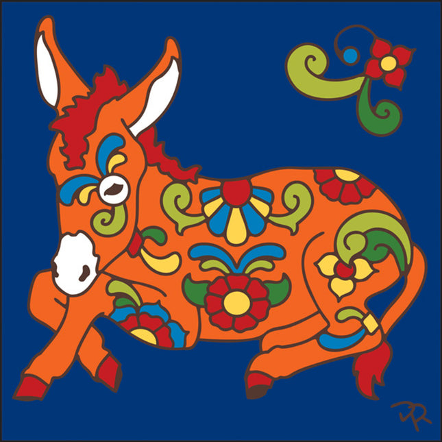 Talavera Donkey - Southwest Ceramic Tile Art Sign - Hand glazed tile kitchen trivet | Desert Art