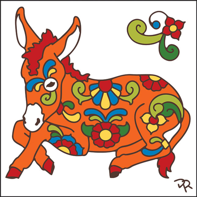Talavera Donkey - Southwest Ceramic Tile Art Sign - Hand glazed tile kitchen trivet | Desert Art